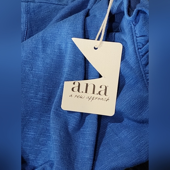 A.N.A atretchy sleevless blue top with ruffles at shoulders Size 1X NEW - Picture 9 of 9